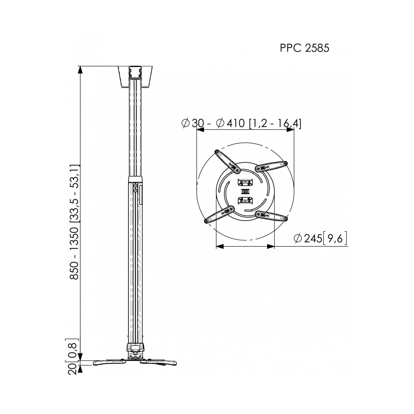 Vogels Projector Ceiling Kit - PPC2585 - 25kg 85-135cm — Buy in Cyprus with Fast Delivery