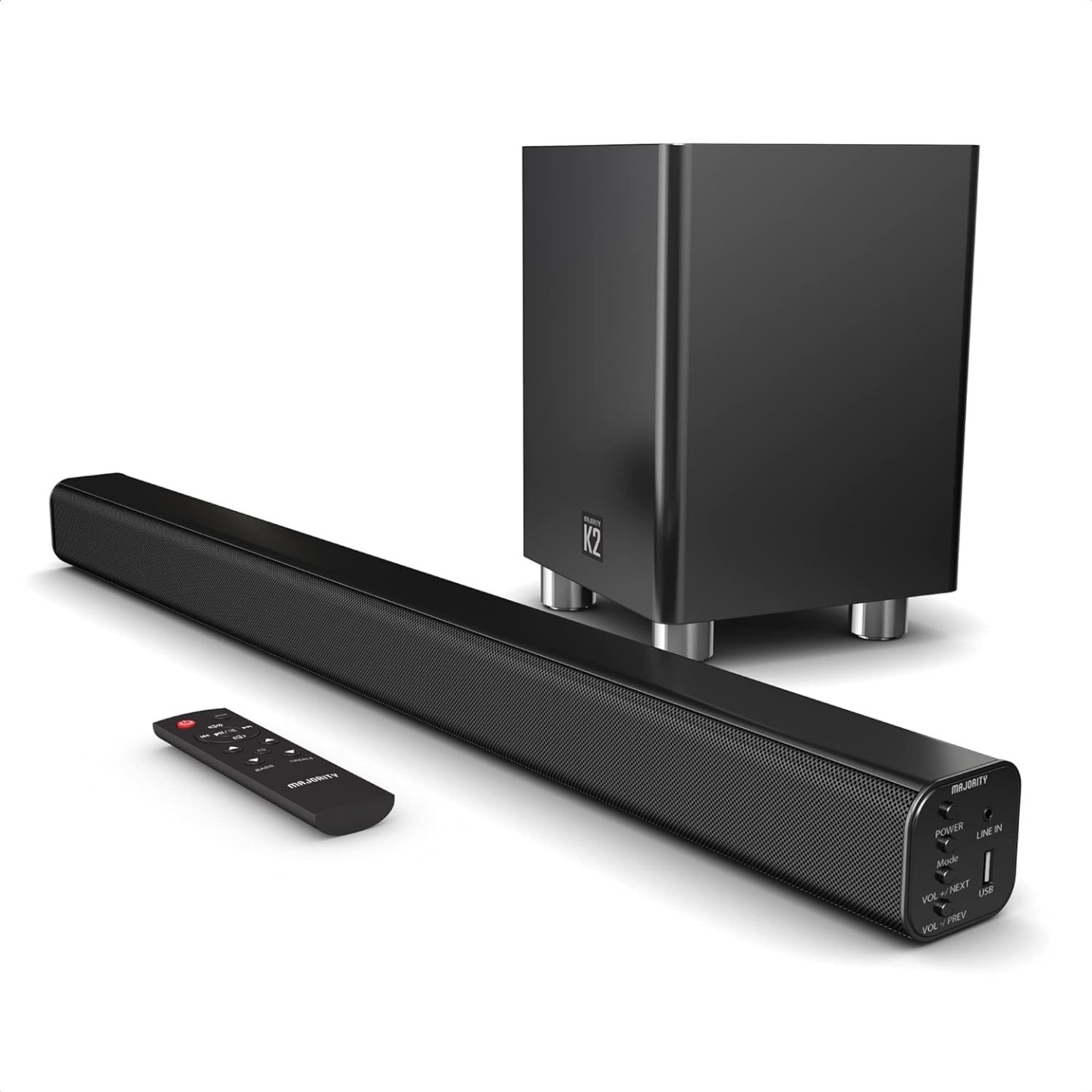 Majority Soundbar - K2 - 150W Wireless Subwoofer BT-USB-HDMI — Buy in Cyprus with Fast Delivery