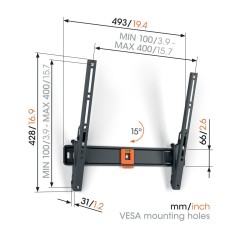 Buy Vogels TV Wall Mount - TVM1413 - Tilt 32-65'' Black in Cyprus, Nicosia, Limassol, Larnaka, Pafos