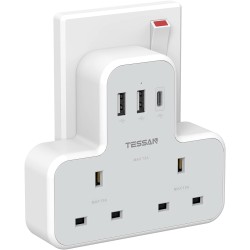 Buy Tessan 2-Gang plug Through UK Charger 2 USB A USB C 13A - TS-221-C - 2 USB A... in Cyprus, Nicosia, Limassol, Larnaka, Pafos