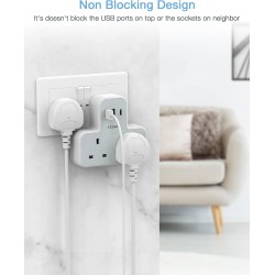 Buy Tessan 2-Gang plug Through UK Charger 2 USB A USB C 13A - TS-221-C - 2 USB A... in Cyprus, Nicosia, Limassol, Larnaka, Pafos