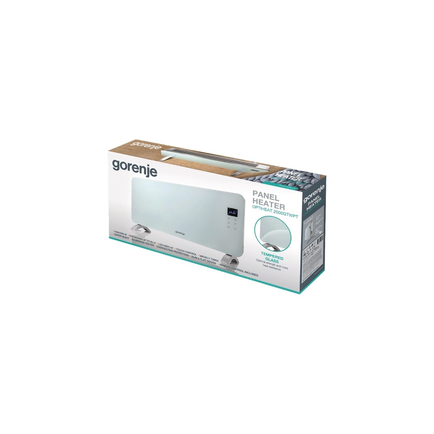 Gorenje Heater Glass Panel - GTWPT - 2000W RC & Display OptiHeat 2000 White — Buy in Cyprus with Fast Delivery
