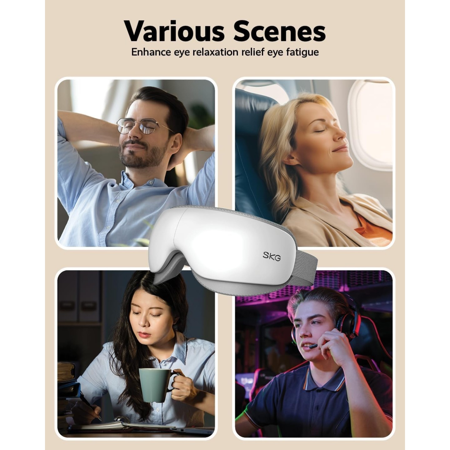 SKG Eye Massager - ES500 - Skin Friendly-Hot Compress-Music-Black — Buy in Cyprus with Fast Delivery