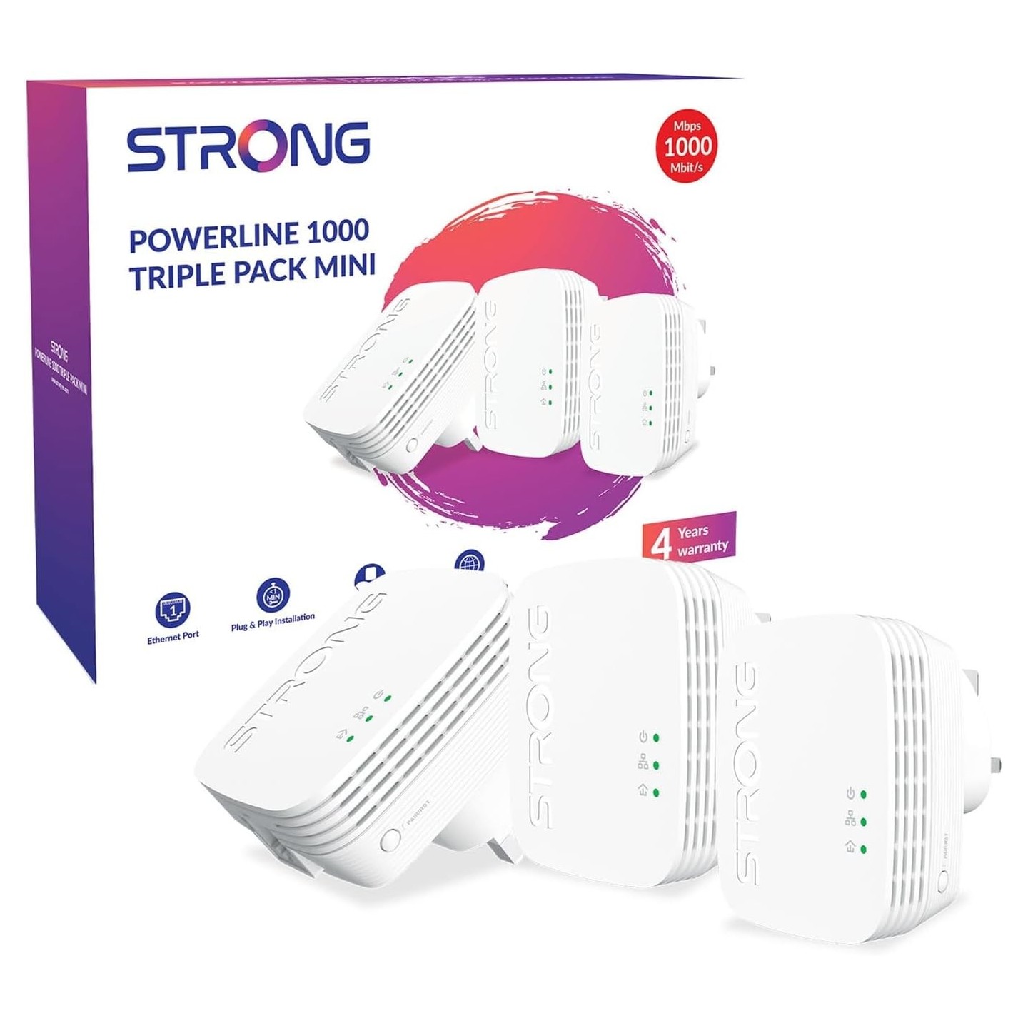 Strong Powerline Kit - AV1000 Mini - 1000Mbps UK Triple Pack — Buy in Cyprus with Fast Delivery
