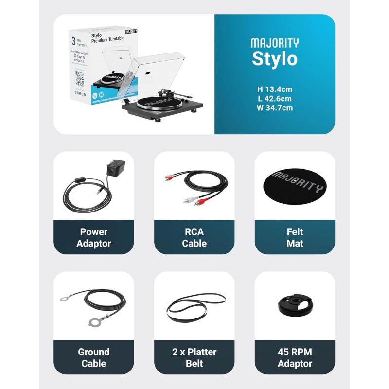 Buy Majority Turntable - STYLO Superior Quality Audiophile in Cyprus, Nicosia, Limassol, Larnaka, Pafos