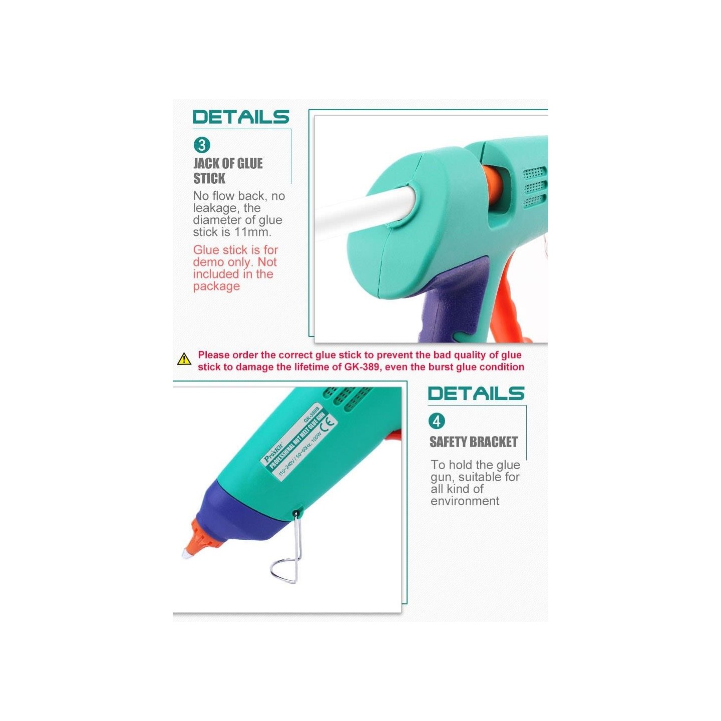 Proskit Guns Hot Glue Gun - GK-389 - 100W — Buy in Cyprus with Fast Delivery