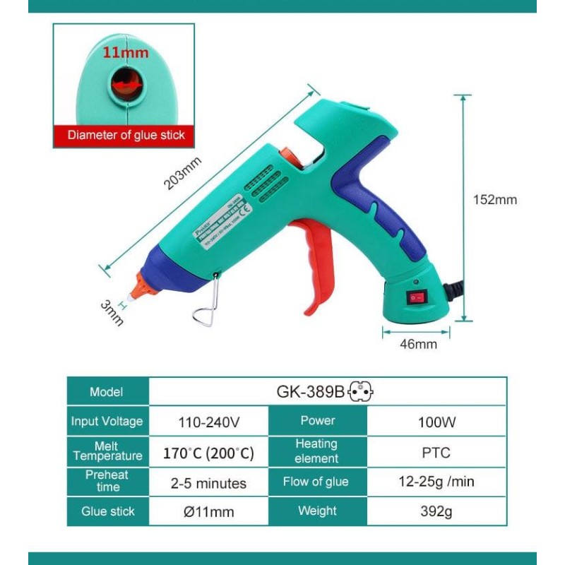 Buy Proskit Guns Hot Glue Gun - GK-389 - 100W in Cyprus, Nicosia, Limassol, Larnaka, Pafos