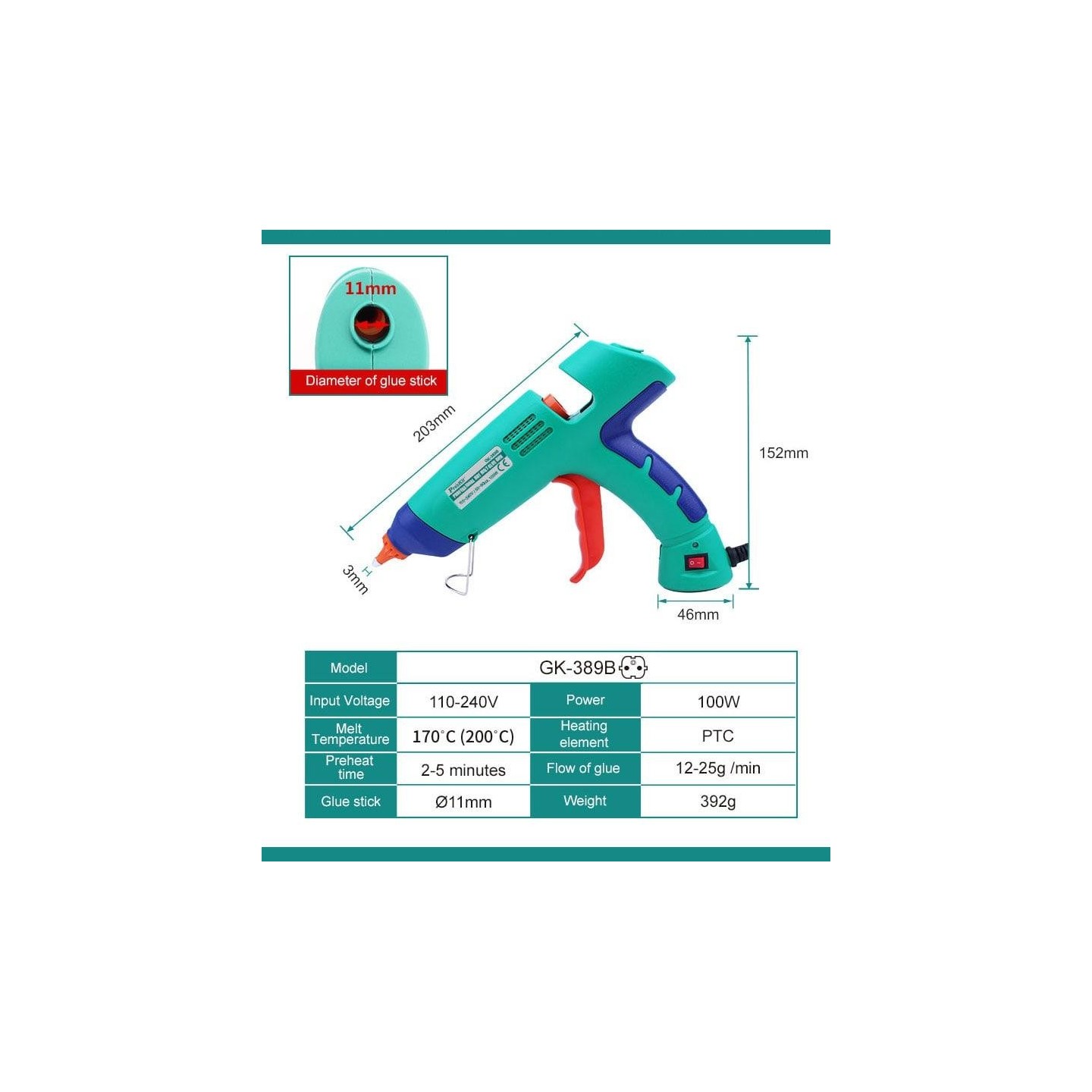 Proskit Guns Hot Glue Gun - GK-389 - 100W — Buy in Cyprus with Fast Delivery