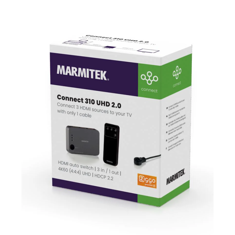 Buy Marmitek HDMI Switch - Connect 310 UHD 2.0 - 3x1 4K 60Hz with IR Receiver in Cyprus, Nicosia, Limassol, Larnaka, Pafos