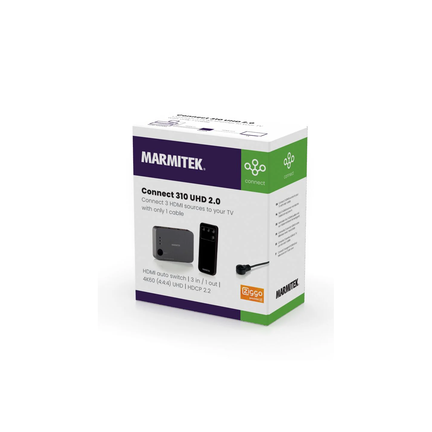 Marmitek HDMI Switch - Connect 310 UHD 2.0 - 3x1 4K 60Hz with IR Receiver — Buy in Cyprus with Fast Delivery