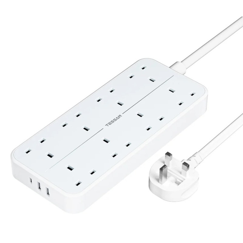 Buy Tessan 8-Gang Extension - TS-204-C - 2 USB-A USB C 2m 13A in Cyprus, Nicosia, Limassol, Larnaka, Pafos