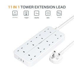 Buy Tessan 8-Gang Extension - TS-204-C - 2 USB-A USB C 2m 13A in Cyprus, Nicosia, Limassol, Larnaka, Pafos