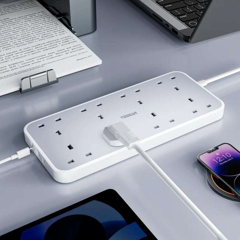 Buy Tessan 8-Gang Extension - TS-204-C - 2 USB-A USB C 2m 13A in Cyprus, Nicosia, Limassol, Larnaka, Pafos