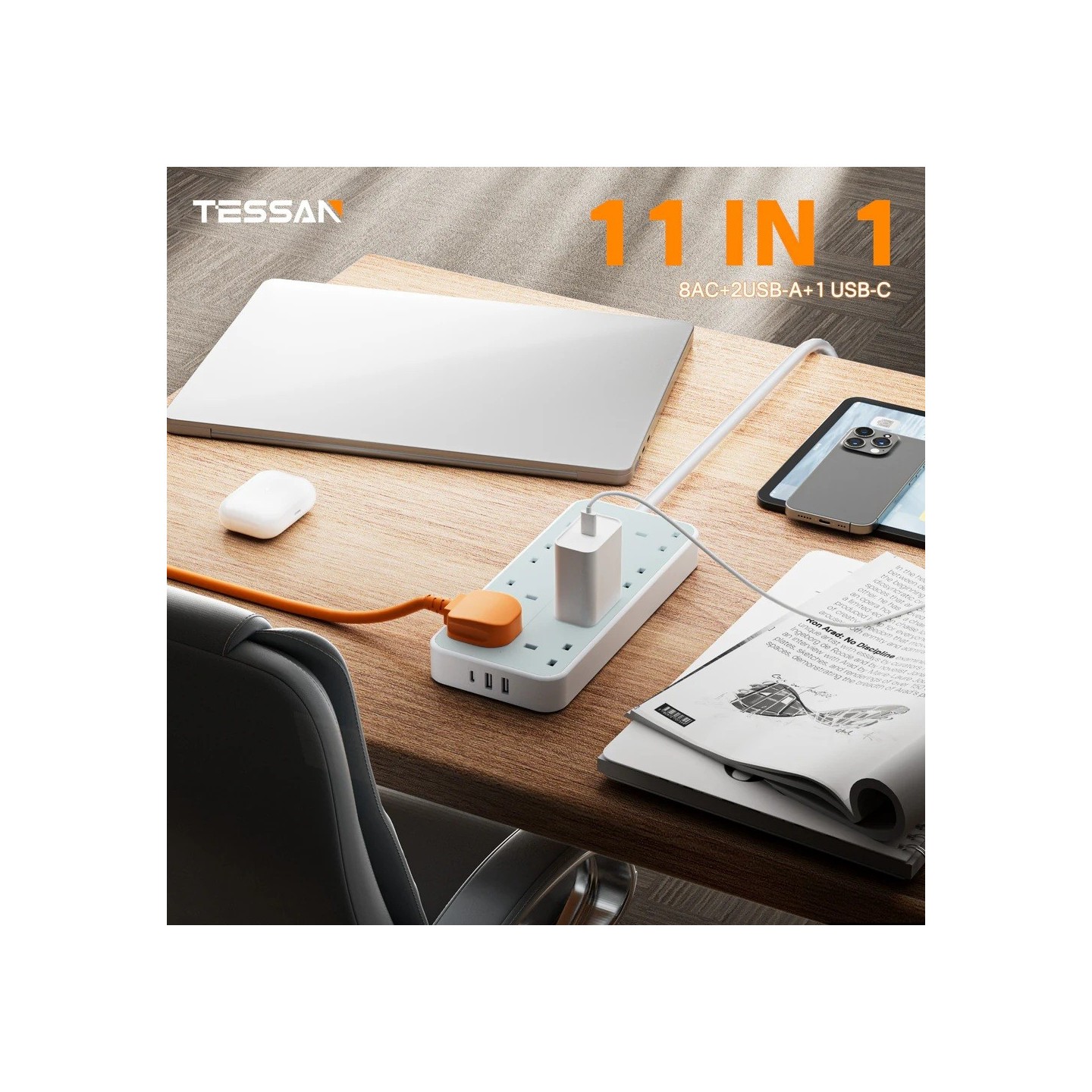 Tessan 8-Gang Extension - TS-204-C - 2 USB-A USB C 2m 13A — Buy in Cyprus with Fast Delivery