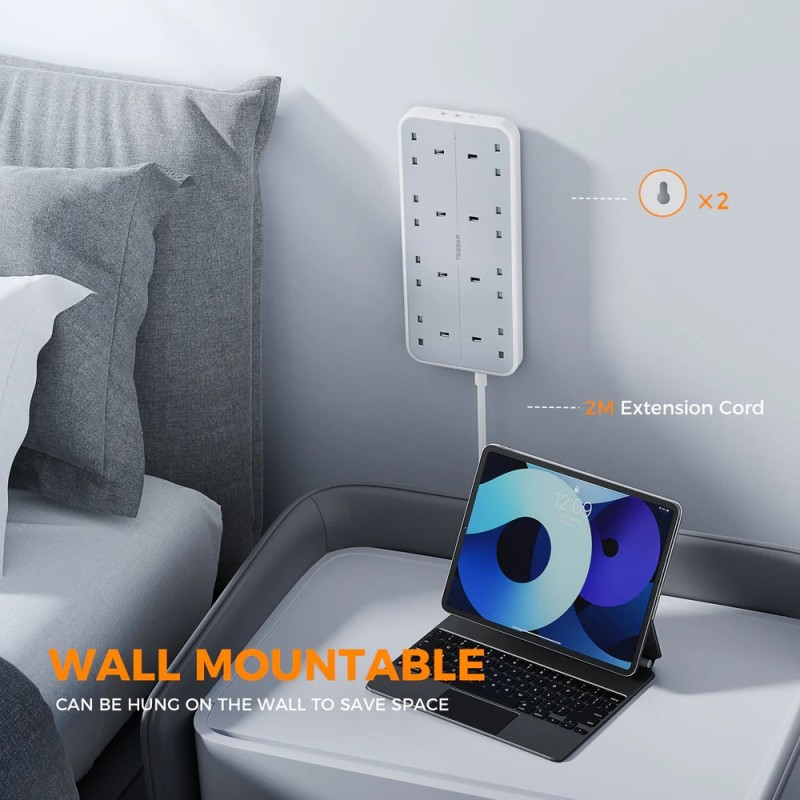 Buy Tessan 8-Gang Extension - TS-204-C - 2 USB-A USB C 2m 13A in Cyprus, Nicosia, Limassol, Larnaka, Pafos