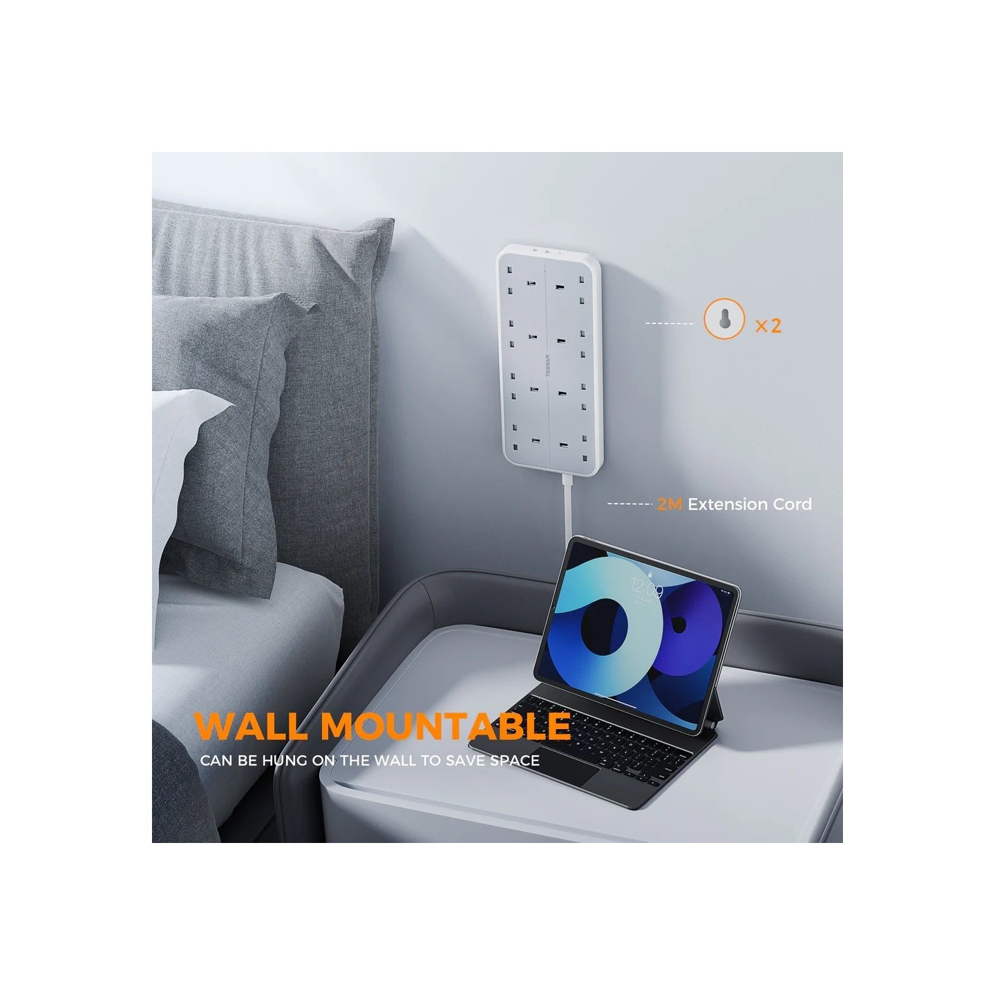 Tessan 8-Gang Extension - TS-204-C - 2 USB-A USB C 2m 13A — Buy in Cyprus with Fast Delivery