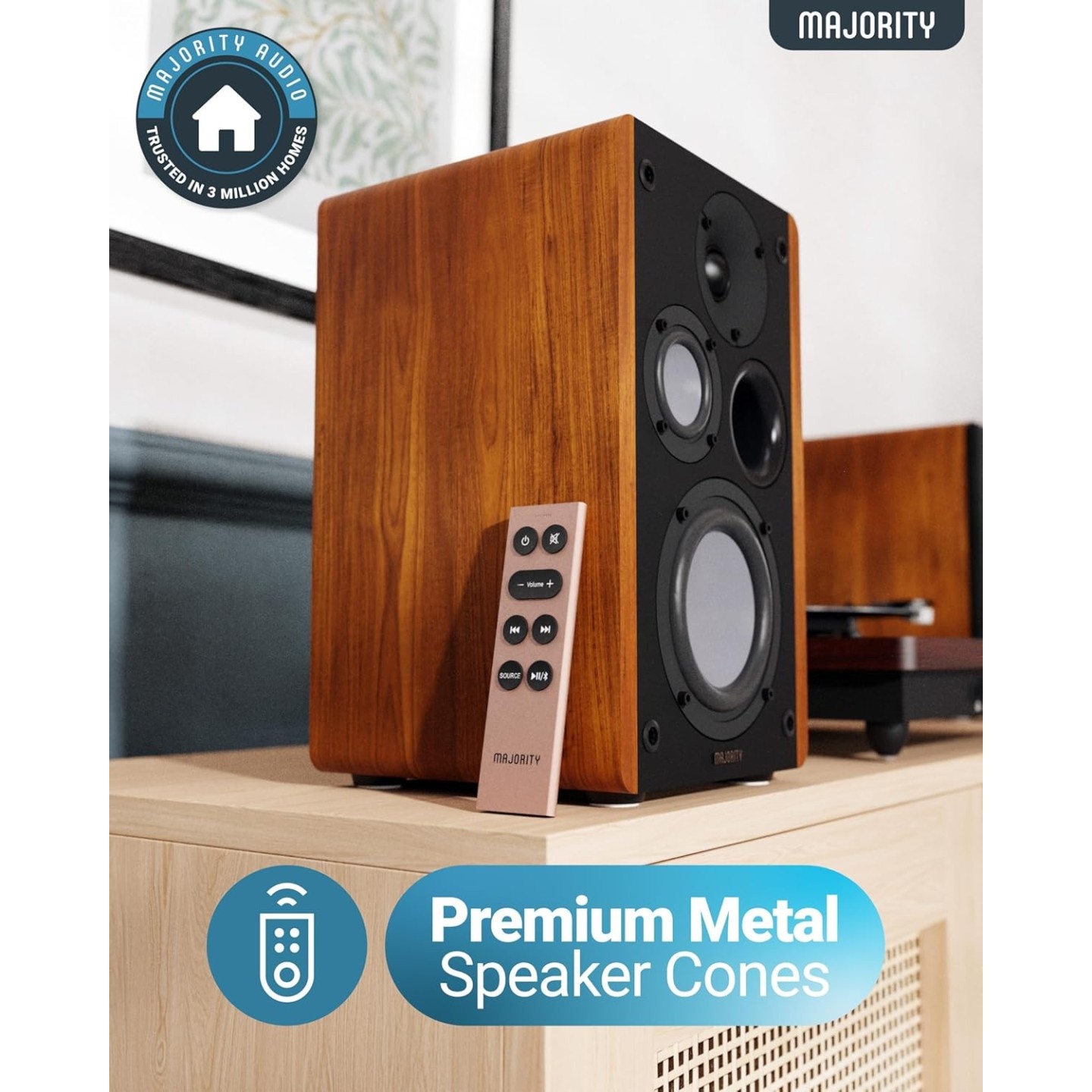 Majority 5'' 3-Way 100W Active Speakers - D100 - 100W with Bluetooth, USB & DSP — Buy in Cyprus with Fast Delivery