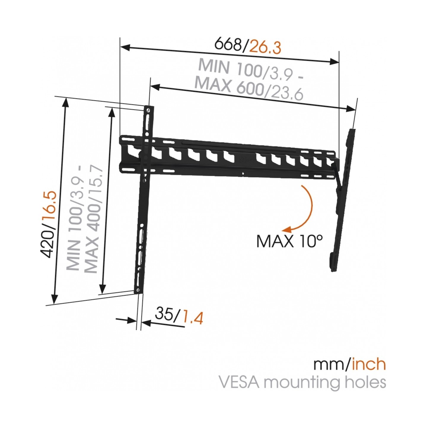 Vogels TV Wall Mount - MA4010 - Tilt TV Wall Mount 40-65'' Black — Buy in Cyprus with Fast Delivery