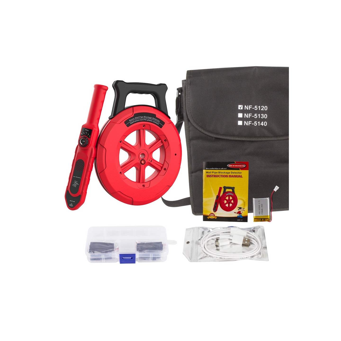 Noyafa Wall Pipe Blockage Detector - NF-5130 - IP67 Waterproof, Rechargeable, with 30m Detection Range