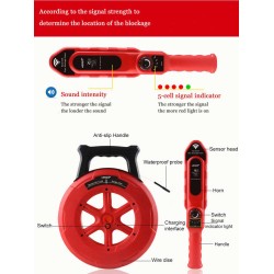 Noyafa Wall Pipe Blockage Detector - NF-5130 - IP67 Waterproof, Rechargeable, with 30m Detection Range