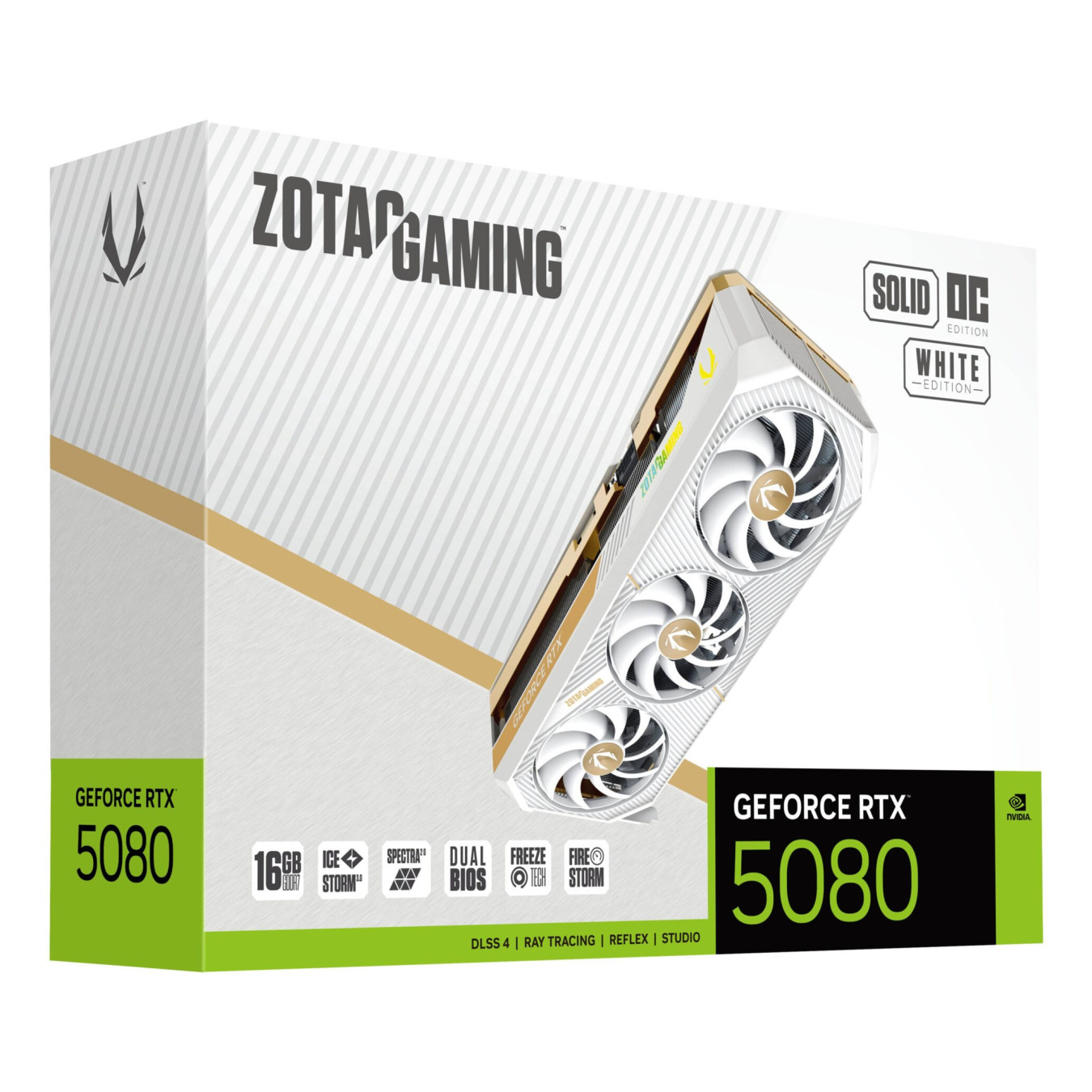 ZOTAC GAMING GeForce RTX 5080 SOLID OC White – 16GB GDDR7 2640MHz | Armenius Store