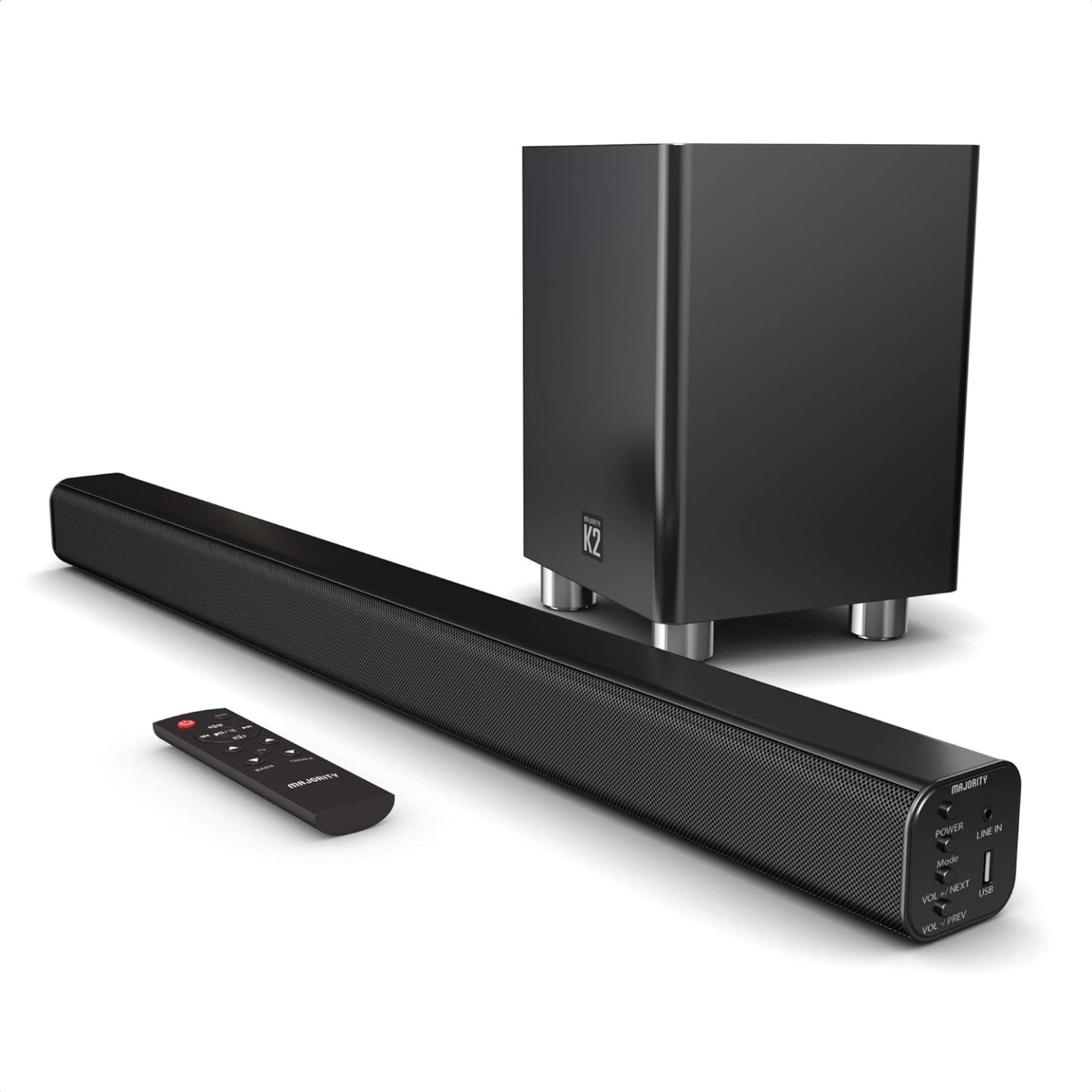 Majority Soundbar - K2 - 150W BT USB Optical HDMI Wireless Subwoofer Black (UK) — Buy in Cyprus with Fast Delivery