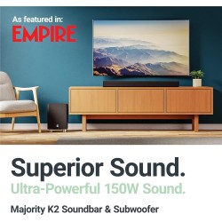 Buy Majority Soundbar - K2 - 150W BT USB Optical HDMI Wireless Subwoofer Black (UK) in Cyprus, Nicosia, Limassol, Larnaka, Pafos