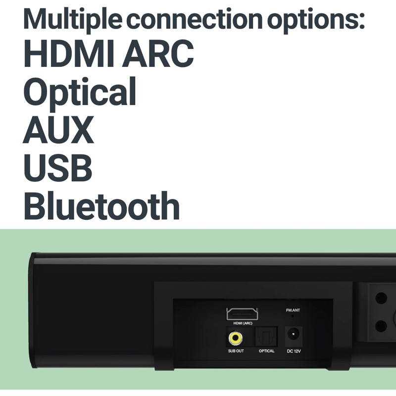 Buy Majority Soundbar - K2 - 150W BT USB Optical HDMI Wireless Subwoofer Black (UK) in Cyprus, Nicosia, Limassol, Larnaka, Pafos