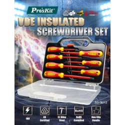 Buy Proskit Screwdriver - SD-8012 - Insulated VDE Set of 7 pcs in Cyprus, Nicosia, Limassol, Larnaka, Pafos