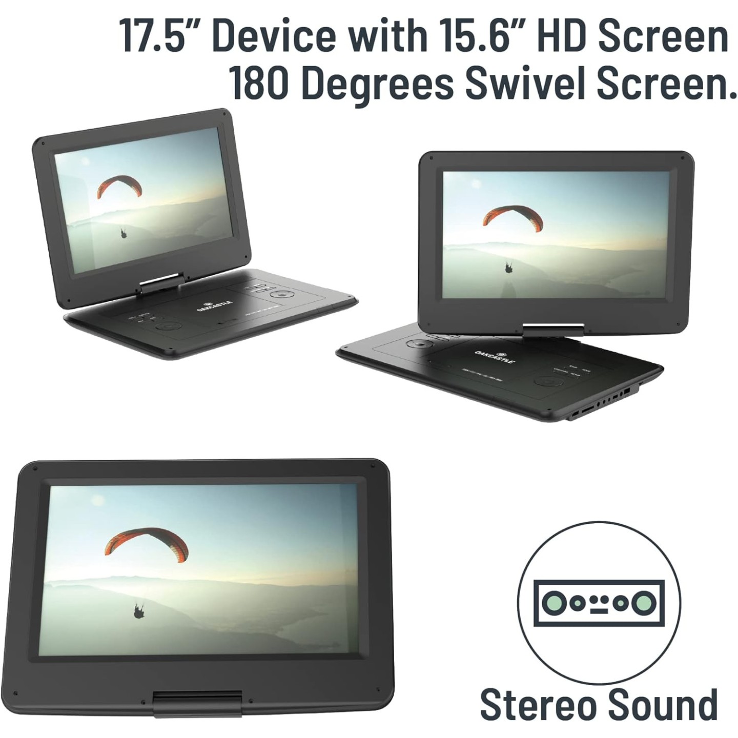 Majority DVD Player Portable & Rechargeable 15.6'' Swivel & Flip HD Screen (Oakcastle) — Buy in Cyprus with Fast Delivery