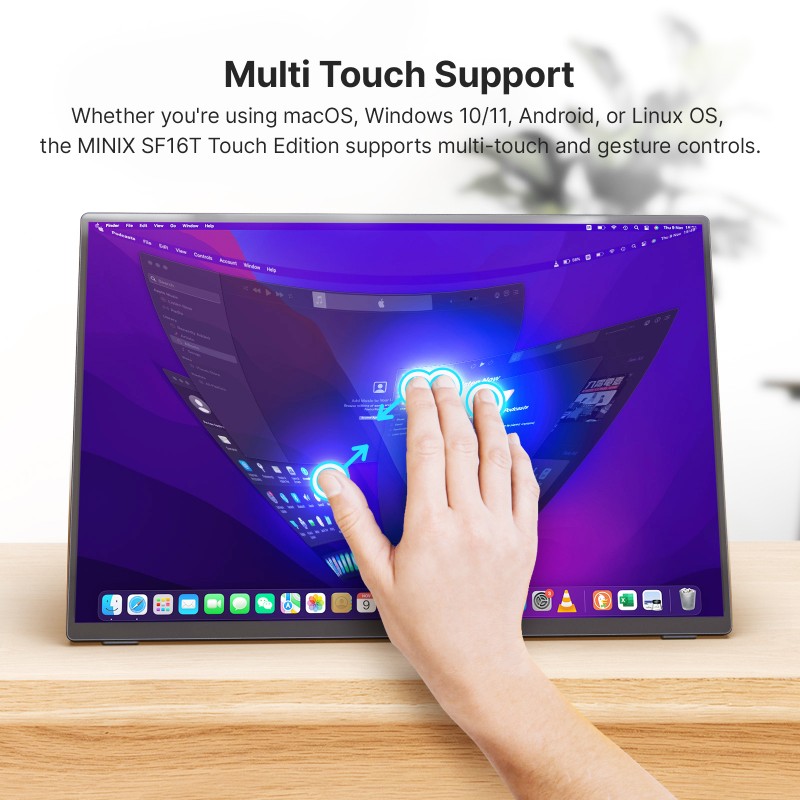 Buy MINIX Monitor Portable Touch 16' Full-HD 100% sRGB USB-C HDMI, PD - SF16T - ... in Cyprus, Nicosia, Limassol, Larnaka, Pafos