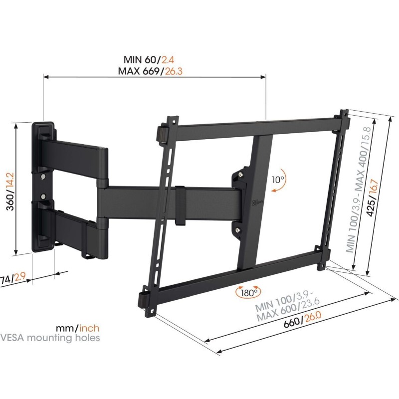 Buy Vogels COMFORT TV Wall Mount - TVM3843-B - TV Wall Mount 60x40 Turn 2 arms 5... in Cyprus, Nicosia, Limassol, Larnaka, Pafos