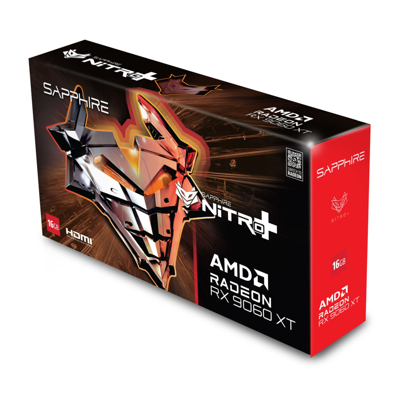Sapphire NITRO+ Radeon RX 9060 XT - 8GB GDDR6, 3320 MHz Boost, PCIe 5.0, Grey, Tri-X Triple-Fan