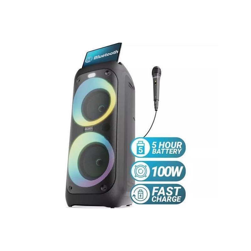 Buy Majority Speakers Portable Karaoke - P200 - 100W Wire Mic BT USB RGB UK in Cyprus, Nicosia, Limassol, Larnaka, Pafos