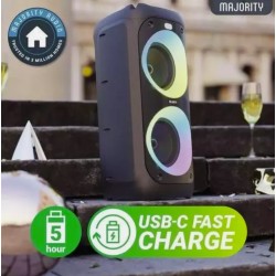 Buy Majority Speakers Portable Karaoke - P200 - 100W Wire Mic BT USB RGB UK in Cyprus, Nicosia, Limassol, Larnaka, Pafos