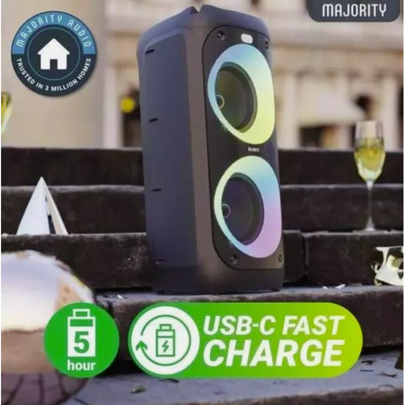 Buy Majority Speakers Portable Karaoke - P200 - 100W Wire Mic BT USB RGB UK in Cyprus, Nicosia, Limassol, Larnaka, Pafos