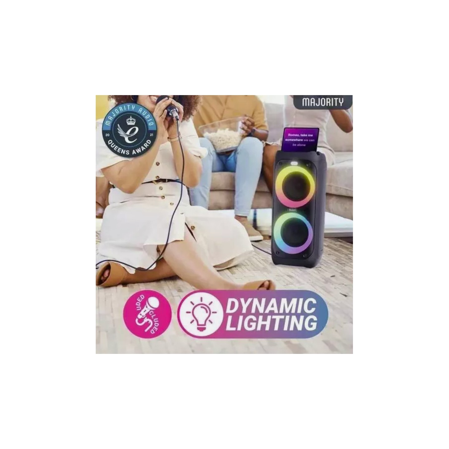 Majority Speakers Portable Karaoke - P200 - 100W Wire Mic BT USB RGB UK — Buy in Cyprus with Fast Delivery