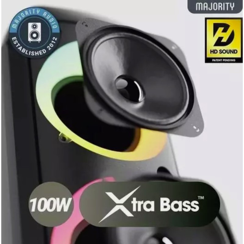 Buy Majority Speakers Portable Karaoke - P200 - 100W Wire Mic BT USB RGB UK in Cyprus, Nicosia, Limassol, Larnaka, Pafos