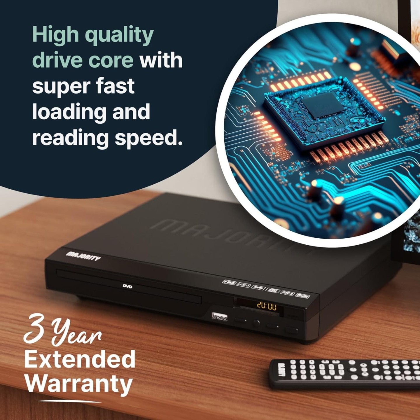 Majority DVD Player for TV HDMI and RCA Ports - Multi Region Slim with RC — Buy in Cyprus with Fast Delivery