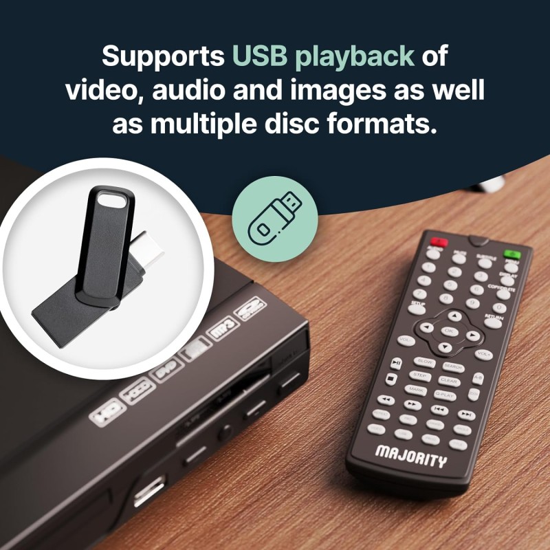 Buy Majority DVD Player for TV HDMI and RCA Ports - Multi Region Slim with RC in Cyprus, Nicosia, Limassol, Larnaka, Pafos