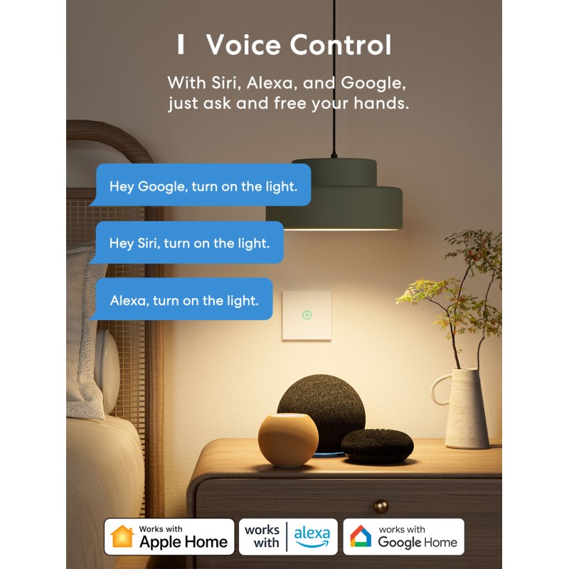 Buy Meross HomeKit Smart Wi-Fi Wall Switch - MSS510HK-EU - 1-Gang 1-way in Cyprus, Nicosia, Limassol, Larnaka, Pafos