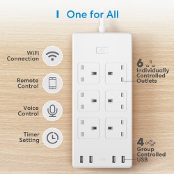 Buy Meross Smart WiFi Powerstrip - MSS426HK-UK - 6 x AC sockets and 4 x USB port... in Cyprus, Nicosia, Limassol, Larnaka, Pafos