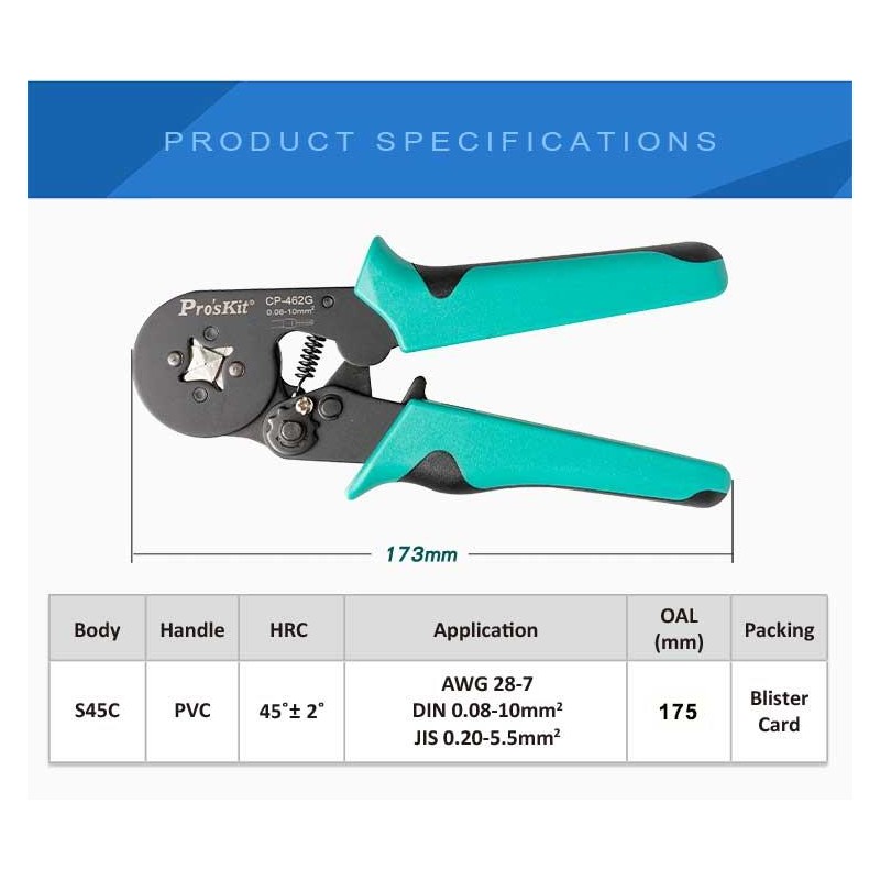 Buy Proskit Crimping Tool Wire Ferrule Square Crimp 175mm - CP-462G - Wire Ferru... in Cyprus, Nicosia, Limassol, Larnaka, Pafos