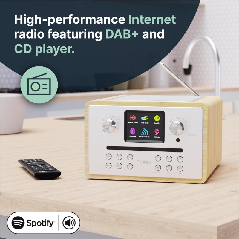 Buy Majority Radio - HOMERTON 2 - FM Radio, CD Player, Bluetooth, Spotify, USB Oak in Cyprus, Nicosia, Limassol, Larnaka, Pafos