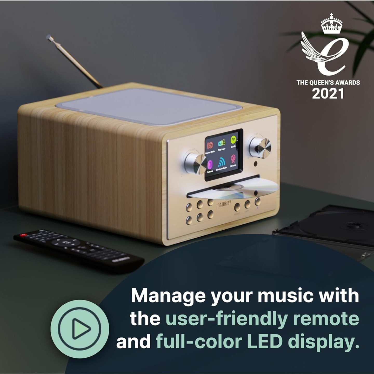 Majority Radio - HOMERTON 2 - FM Radio, CD Player, Bluetooth, Spotify, USB Oak — Buy in Cyprus with Fast Delivery