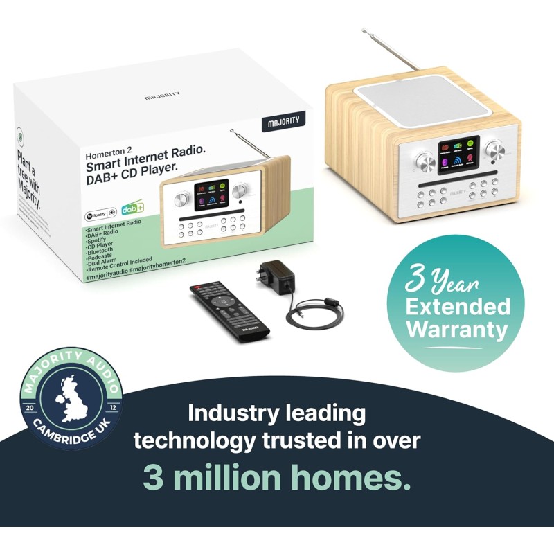 Buy Majority Radio - HOMERTON 2 - FM Radio, CD Player, Bluetooth, Spotify, USB Oak in Cyprus, Nicosia, Limassol, Larnaka, Pafos