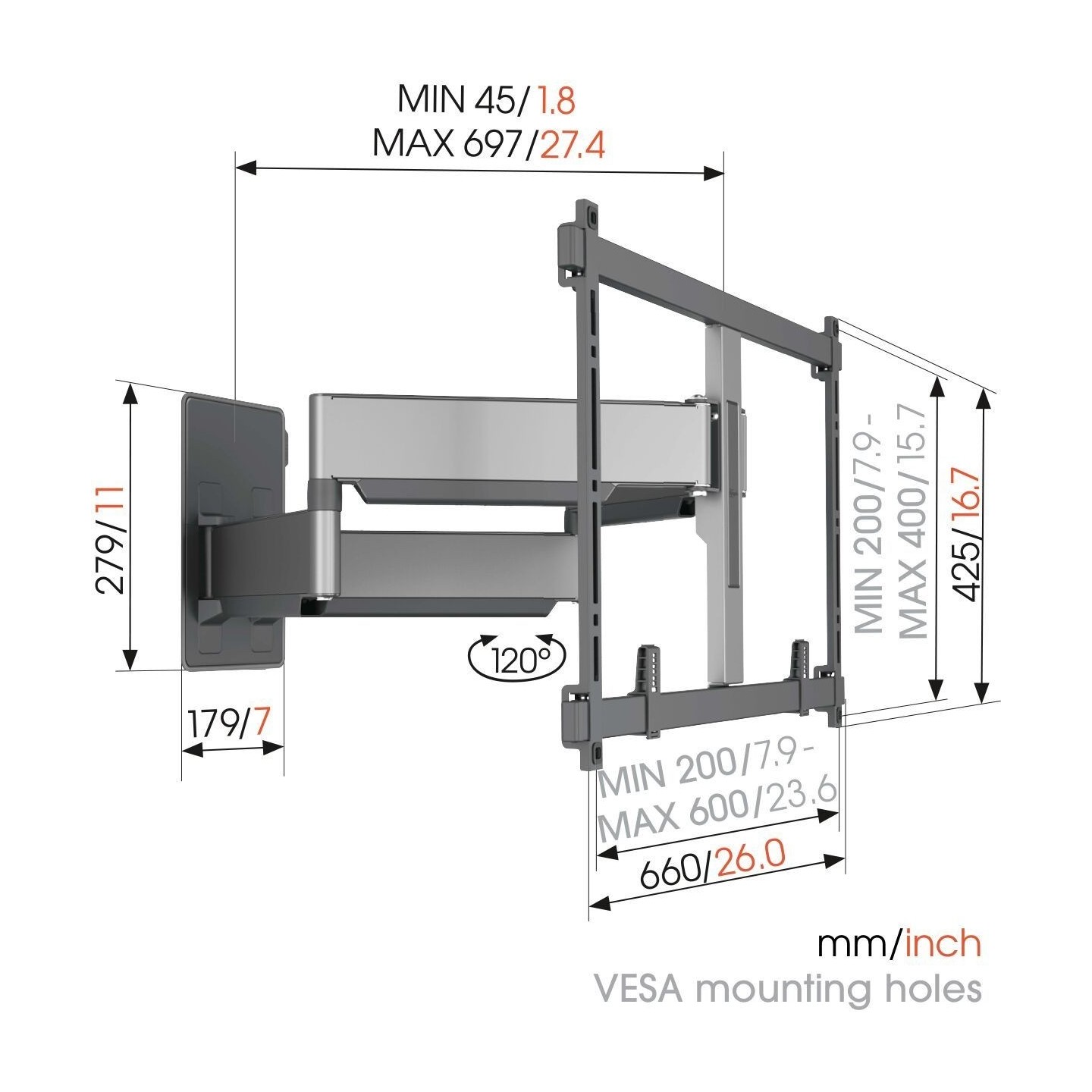 Vogels ELITE TV Wall Mount - TVM5855 - 60x40 Turn up to 75kg (THIN550 Replacement) — Buy in Cyprus with Fast Delivery