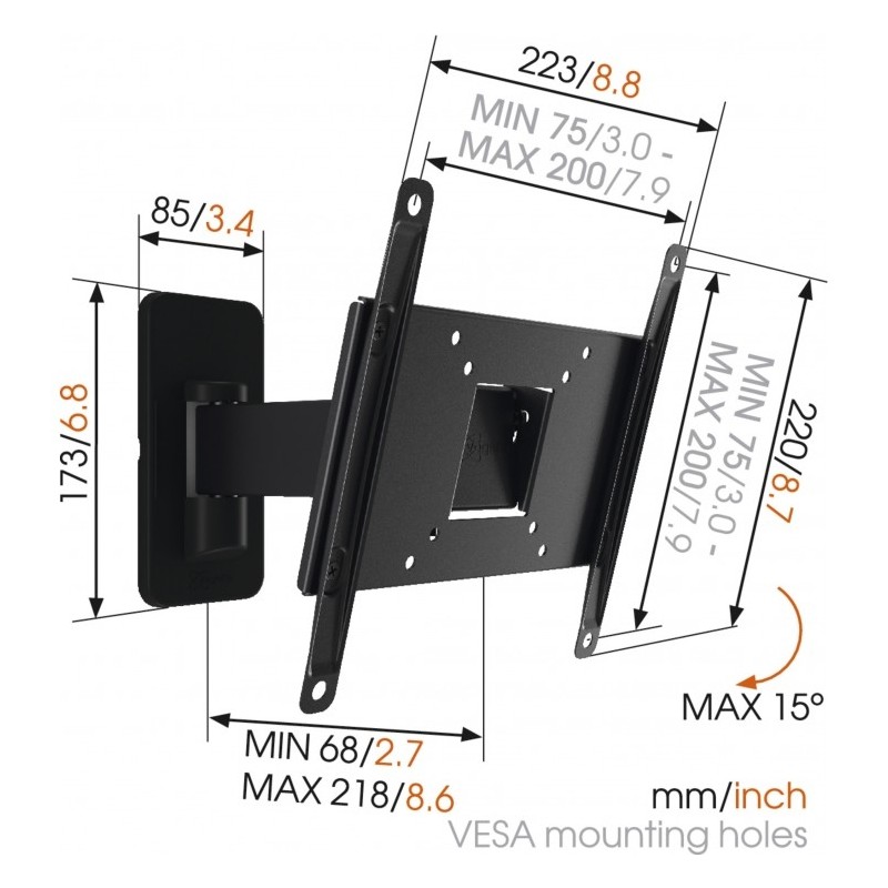 Buy Vogels TV Wall Mount - MA2030 - TURN 19-37'' 1 arm Black in Cyprus, Nicosia, Limassol, Larnaka, Pafos