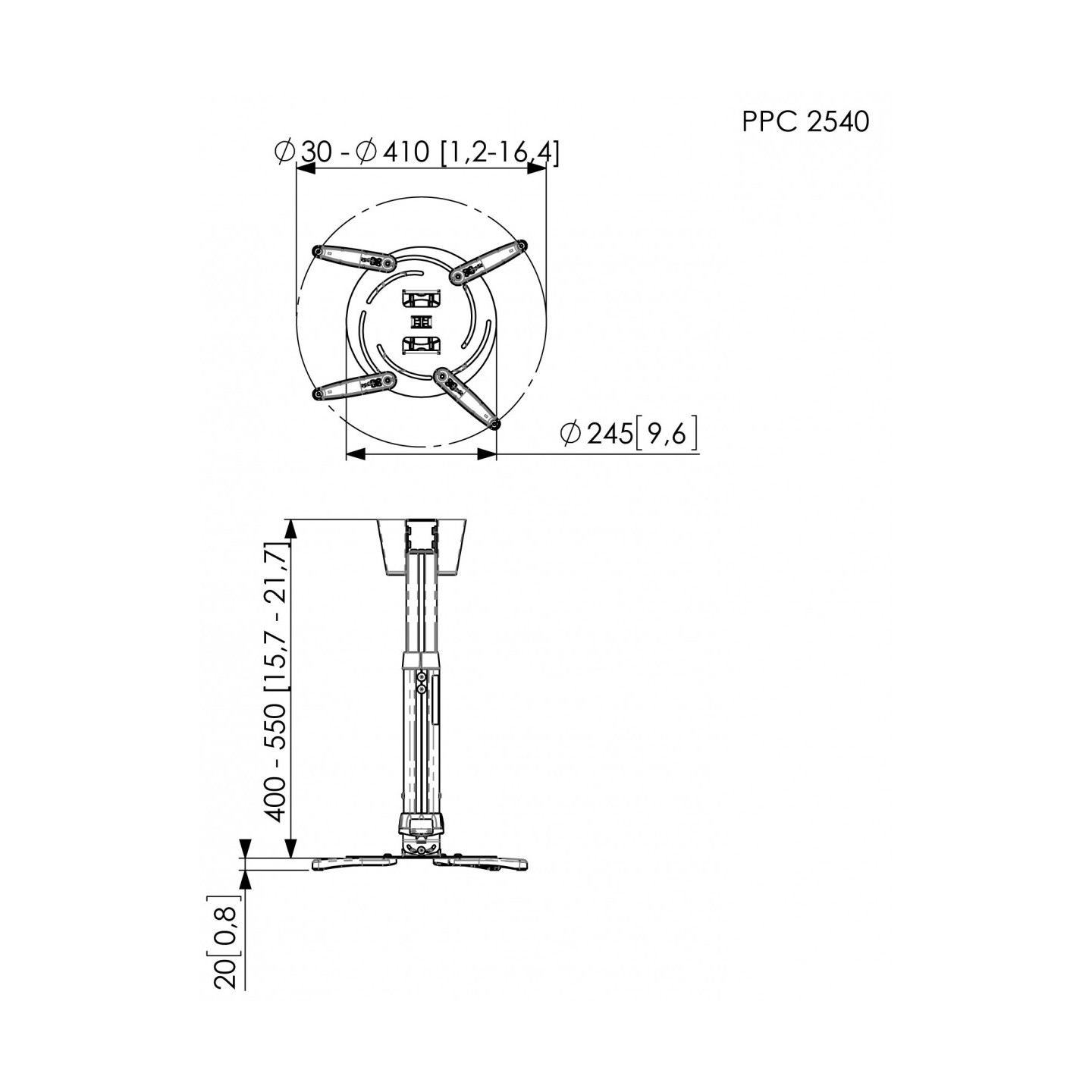 Vogels Projector Ceiling Kit - PPC2540 - 25kg 40-55cm — Buy in Cyprus with Fast Delivery