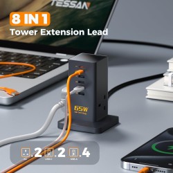 Buy Tessan 2 Gang Extension - TS-FS02UK00 - 4 USB-A 2 USB C 2m 13A in Cyprus, Nicosia, Limassol, Larnaka, Pafos